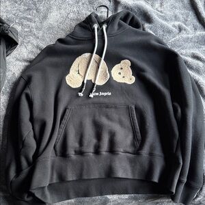 Palm Angels Black Sweatshirt with Tan Bear Design